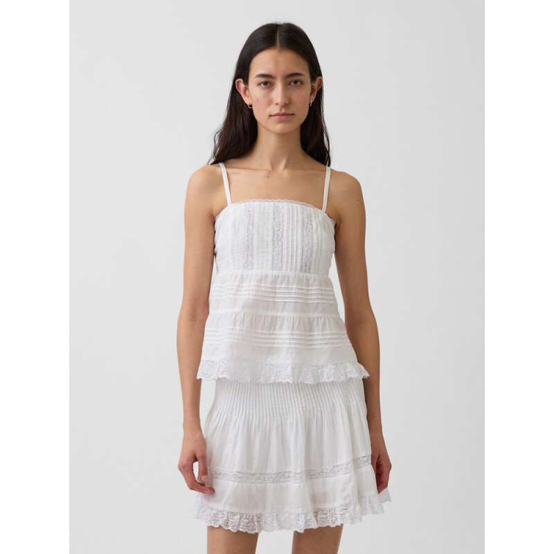 SL LACE LONGLINE TOP FRESH WHITE