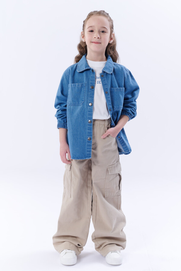 Pantalón jean cargo Beige