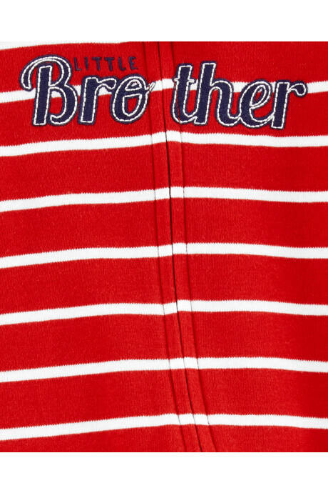 Pijama una pieza de algodón con pie estampa hermano Sin color