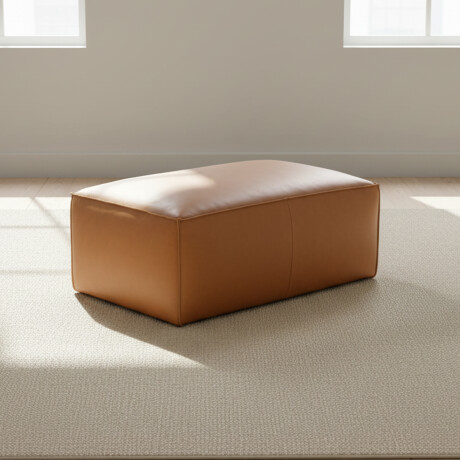 PUFF CUERO MARRON TUFA CAMEL