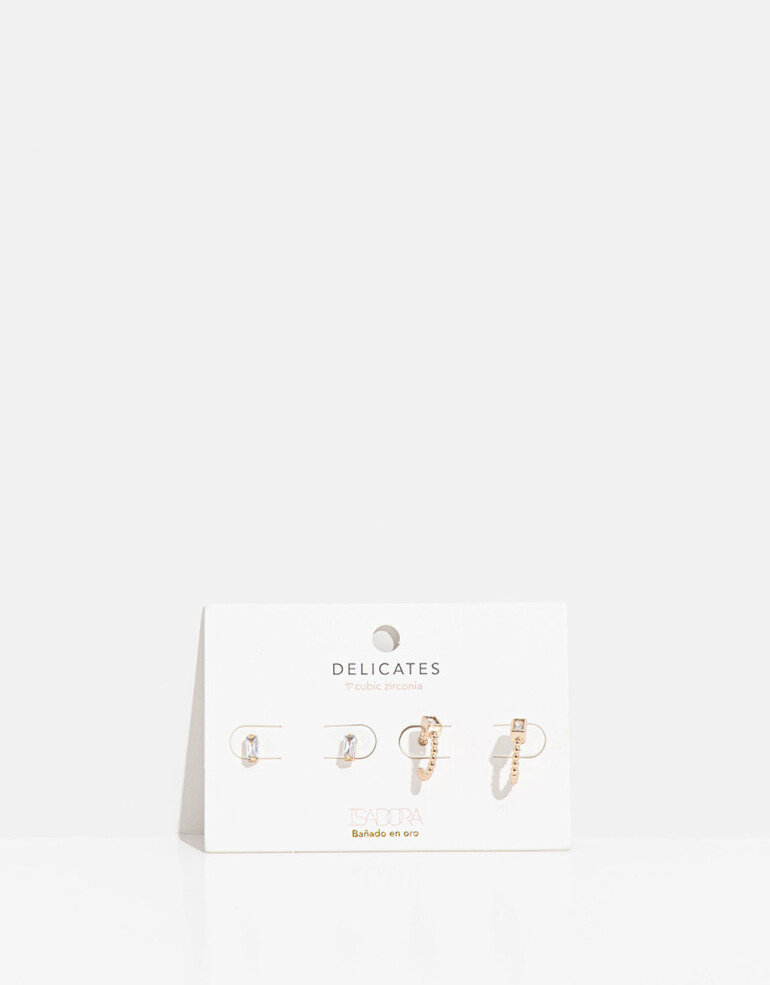 Aros Sets Strass Set De Aros Con Cubic Zirconia - Dorado