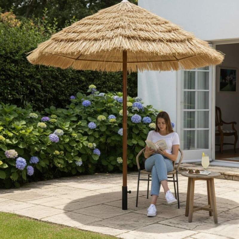 SOMBRILLA BEIGE C/FLECOS 1.2M Unica