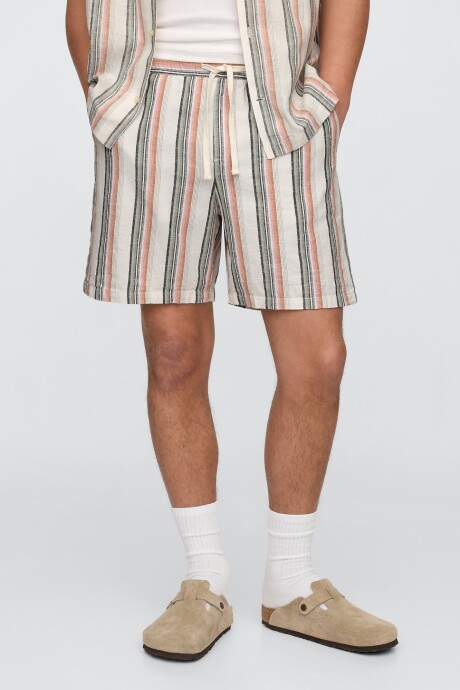 Short De Lino Easy 7Inch Hombre Multi Stripe