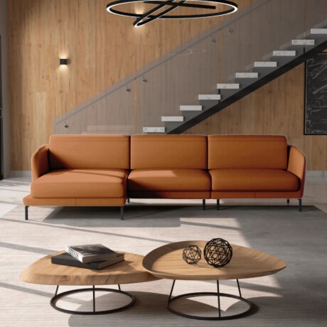 Sofá con Chaise JASPER Cognac - IZQUIERDO
