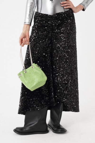 FALDA MIDI DE LENTEJUELA Negro