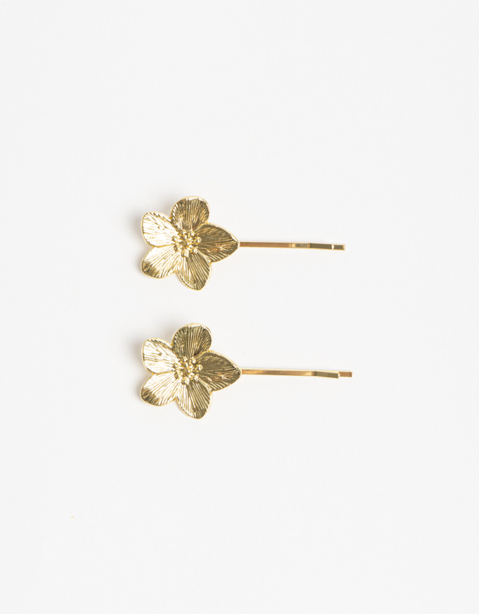 Set De Dos Horquillas Con Flor Esmaltada 