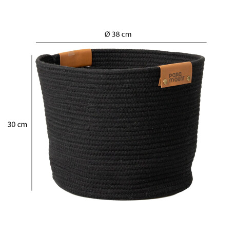 Cesto Canasto de Algodón con Asa Paramount Deco Ø38x30Cm Negro
