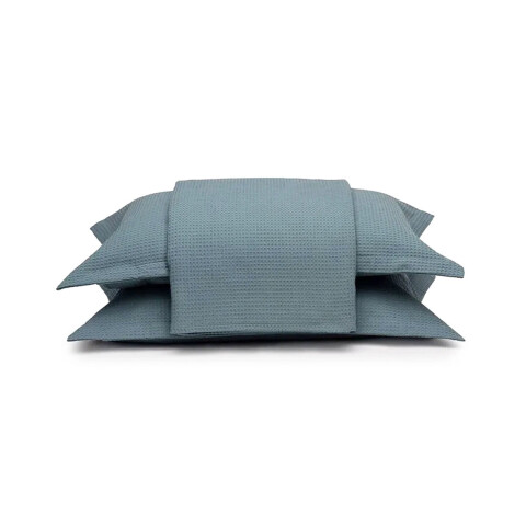 Juego Colcha y Funda Piquet Dohler King Size 100% Algodón AZUL PIEDRA