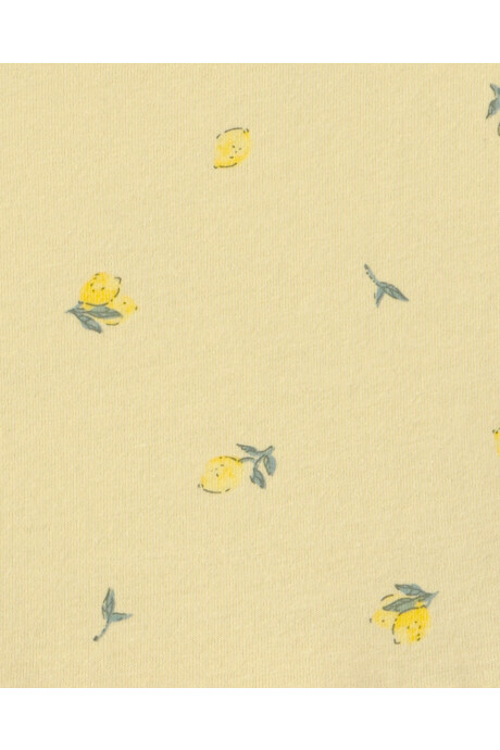 Vestido de algodón, manga corta, amarillo, diseño limones Sin color