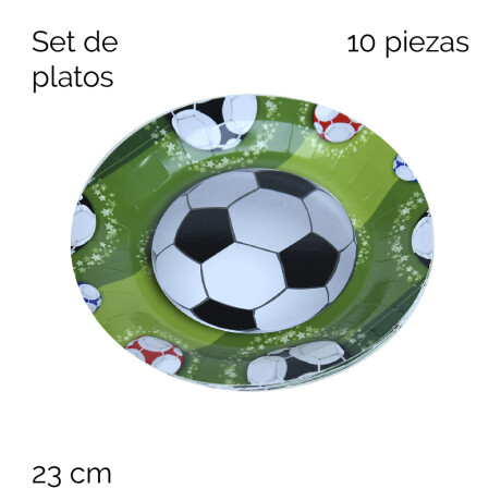 Set De Platos Diseño Futbol 23 Cm X 10 Unidades Unica