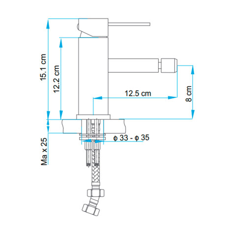 GRIFERIA MONOCOMANDO PARA BIDET CROMADO 35MM SERIE MANCHESTER 000