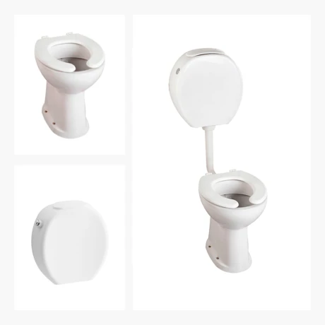 Juego De Inodoro, Tapa Y Mochila. Ferrum Linea Espacio Para Discapacitados. BLANCO