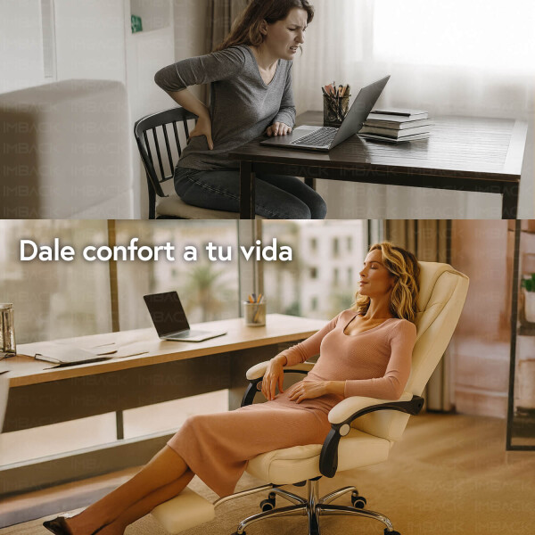 Silla Oficina Sillon Escritorio Ejecutiva Ergonomica Cuero con apoyapies IMBACK Color Blanco Silla Oficina Sillon Escritorio Ejecutiva Ergonomica Cuero con apoyapies IMBACK Color Blanco
