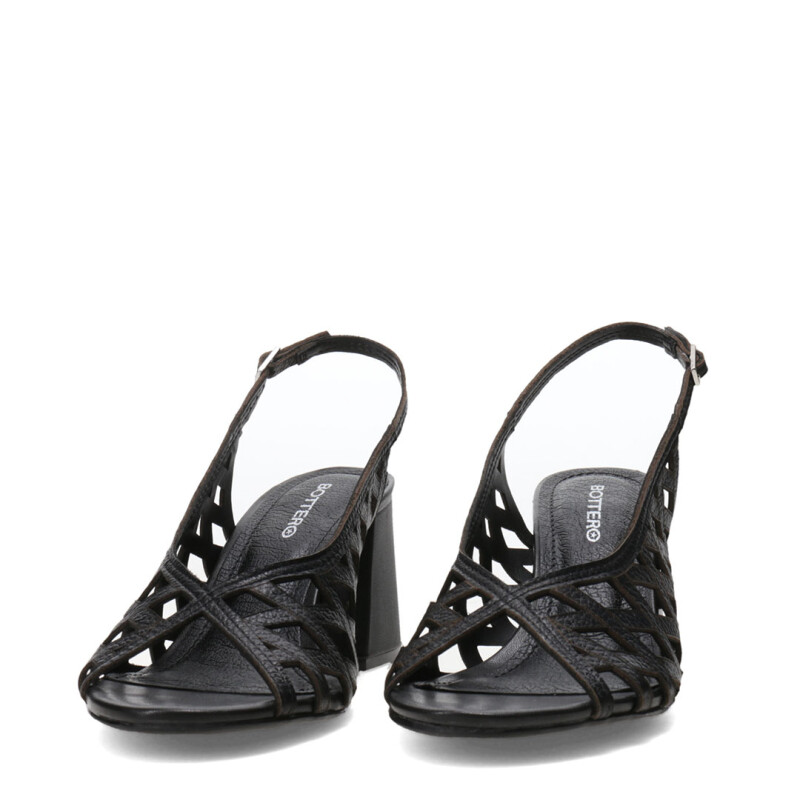 Sandalias de Mujer Bottero Cuero Calado Negro