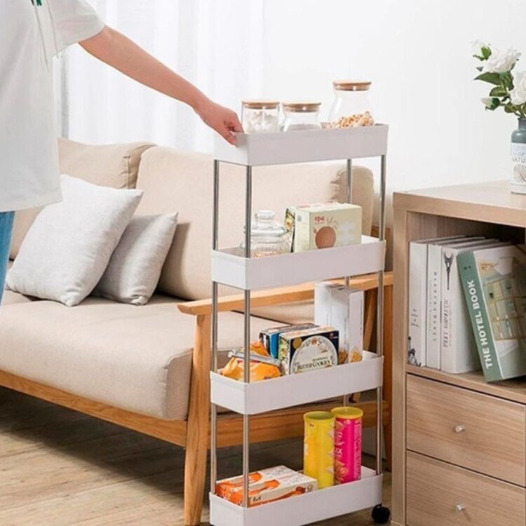 ESTANTE ORGANIZADOR ANGOSTO 4 PISOS CON RUEDAS ESTANTE ORGANIZADOR ANGOSTO 4 PISOS CON RUEDAS