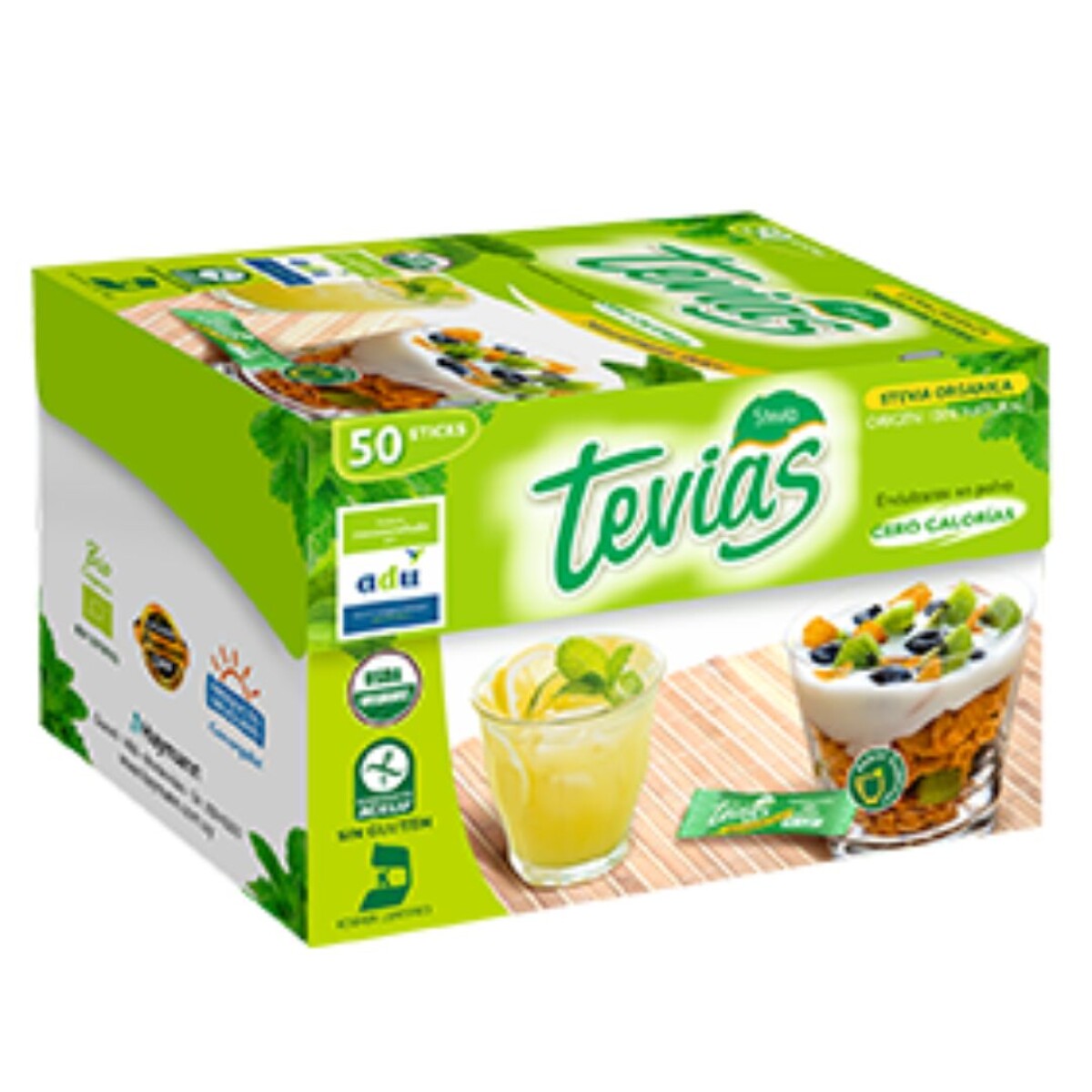 Edulcorante Bastones Tevias Stevia 50 Sobres 