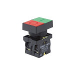 Pulsador doble rasante plástico verde/rojo 1NA+1NC 0298