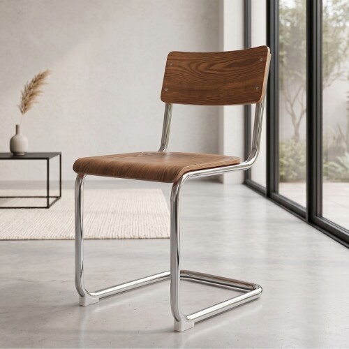 Silla de Comedor Metal Cromado - Impala Nogal
