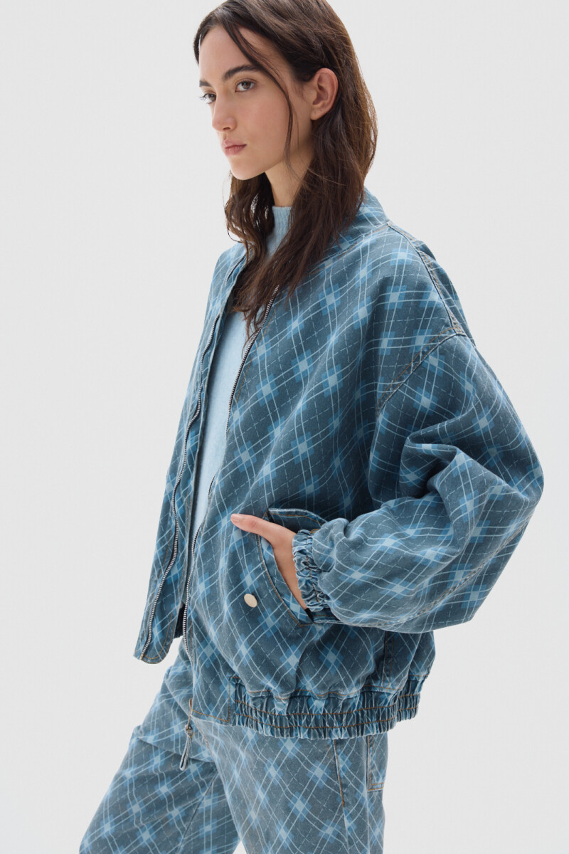 Campera Bomber Print Blue