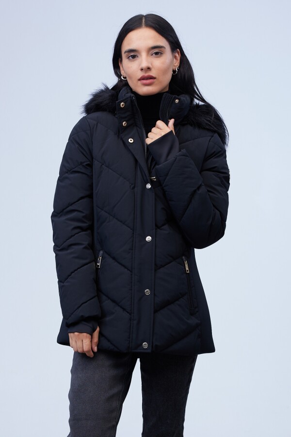 Campera Abrigo Faux Fur NEGRO