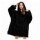 Buzo Canguro Oversize Manta Polar Afelpada Corderito Capucha Negro
