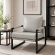 Sillón Poltrona Individual en Eco Cuero y metal Gris Claro