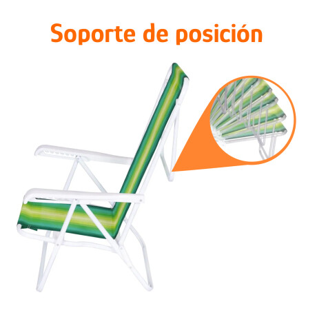 Silla Reclin 4Pos Aluminio 100Kg + Mesa Plastico Divisiones Verde