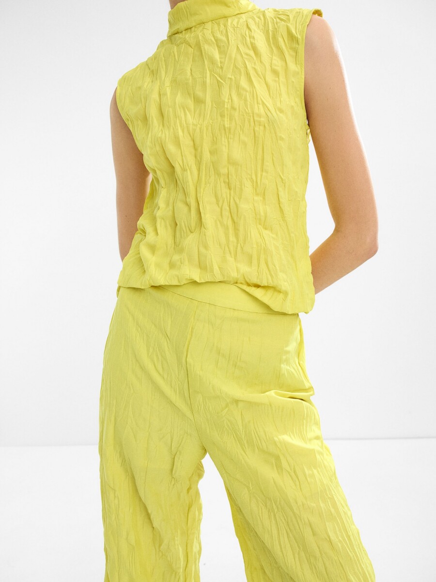 Pantalón Efecto Arrugado amarillo