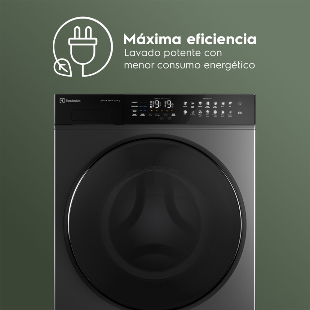 LAVASECARROPAS ELECTROLUX 14-KG-8-KG NEGRO ÓNIX EFLWD12O