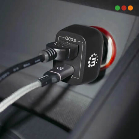 Cargador para auto USB-C 24W Y USB-A QC 3.0 18W MANHATTAN 3489