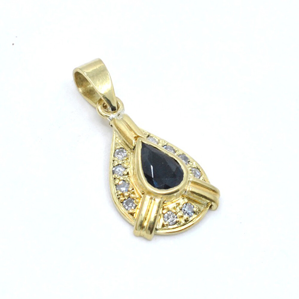 Colgante en oro 18k amarillo con zafiro y brillantes Colgante en oro 18k amarillo con zafiro y brillantes
