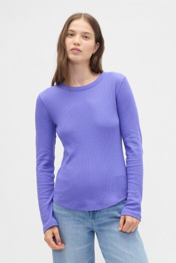 Remera Waffle Manga Larga Mujer Blue Iris 2