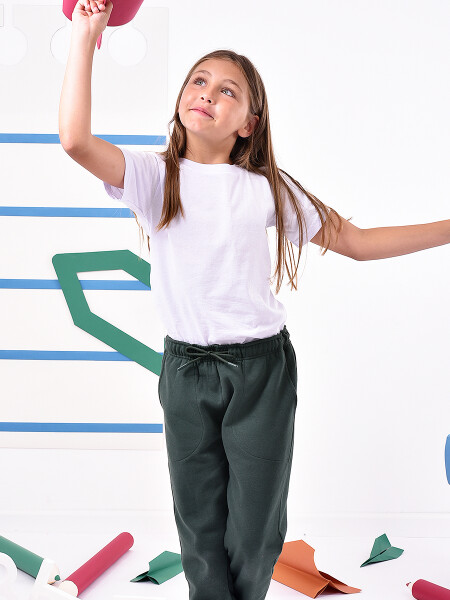 PANTALON DEPORTIVO DE FELPA SIN PUÑO VERDE