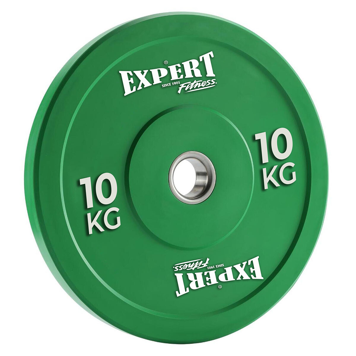 Disco Olímpico 10Kg Expert Revestido En Goma C/ Aro Metal Pesa P/ Barras - Verde 
