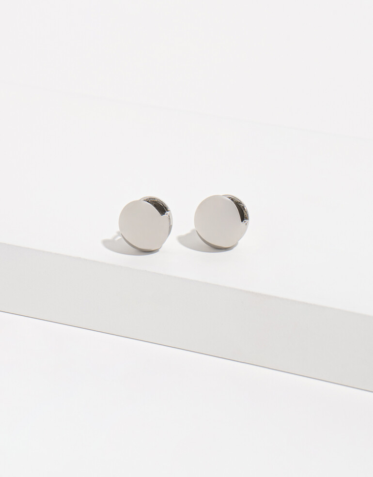 Aros Argollas Metal Argollas De Bolitas - Plateado Rodio