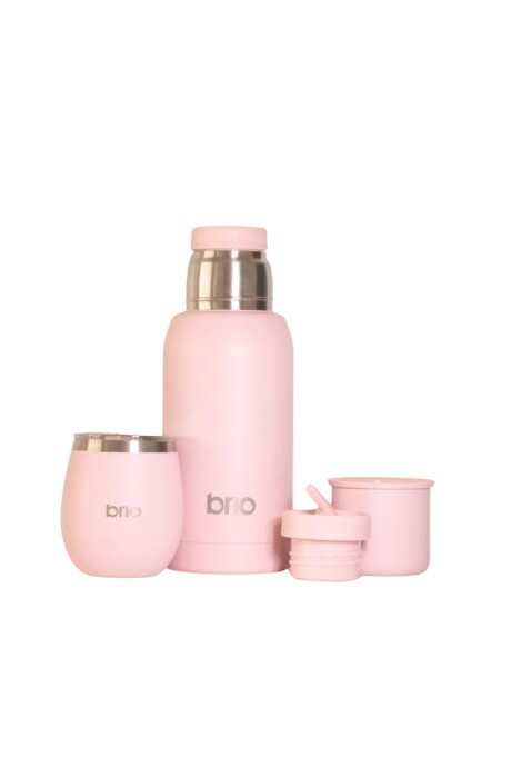 Set De Termo 750 Ml Y Mate Con Tapa brio Acero Inox Rosa