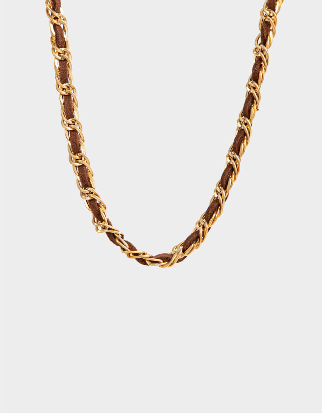 Collares Cortos Metal diferenciado Collar Corto Con Cordón - Dorado