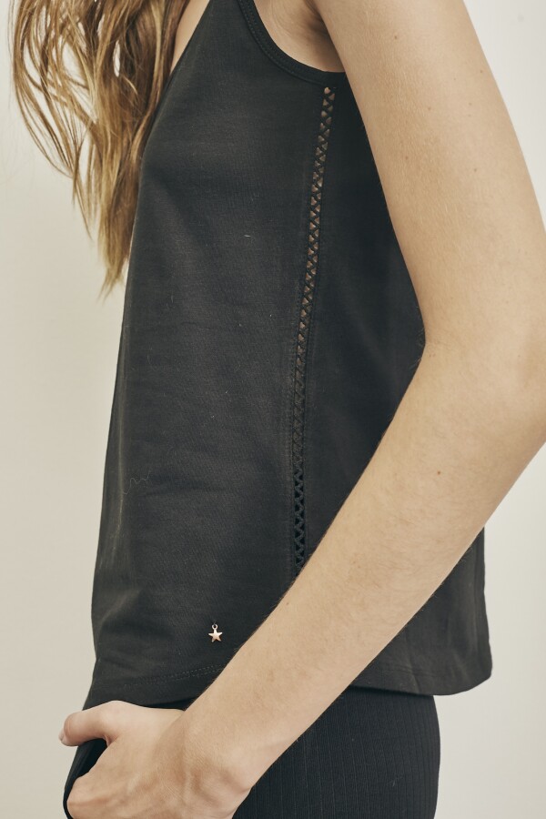 Musculosa Algodón Peinado Negro