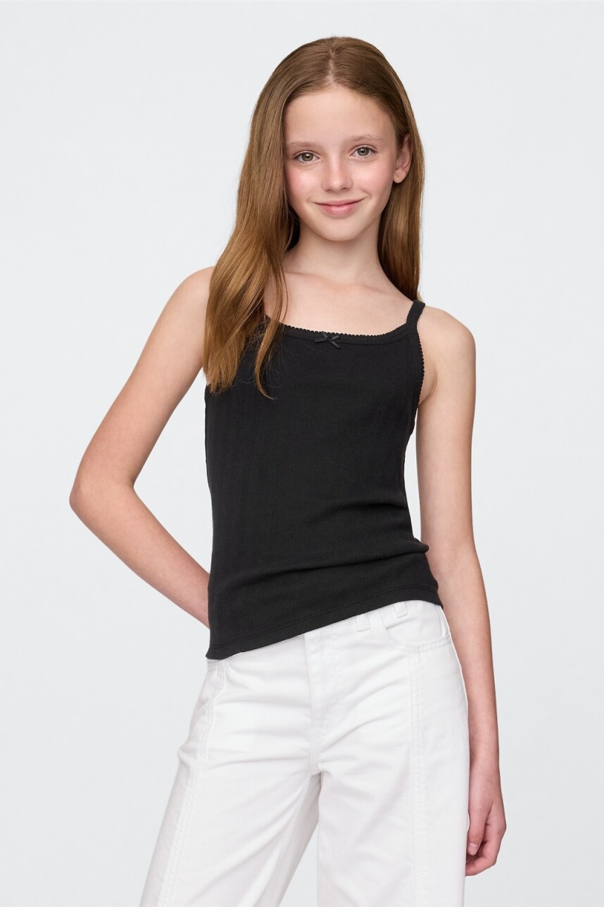 Musculosa Pointelle Niña True Black