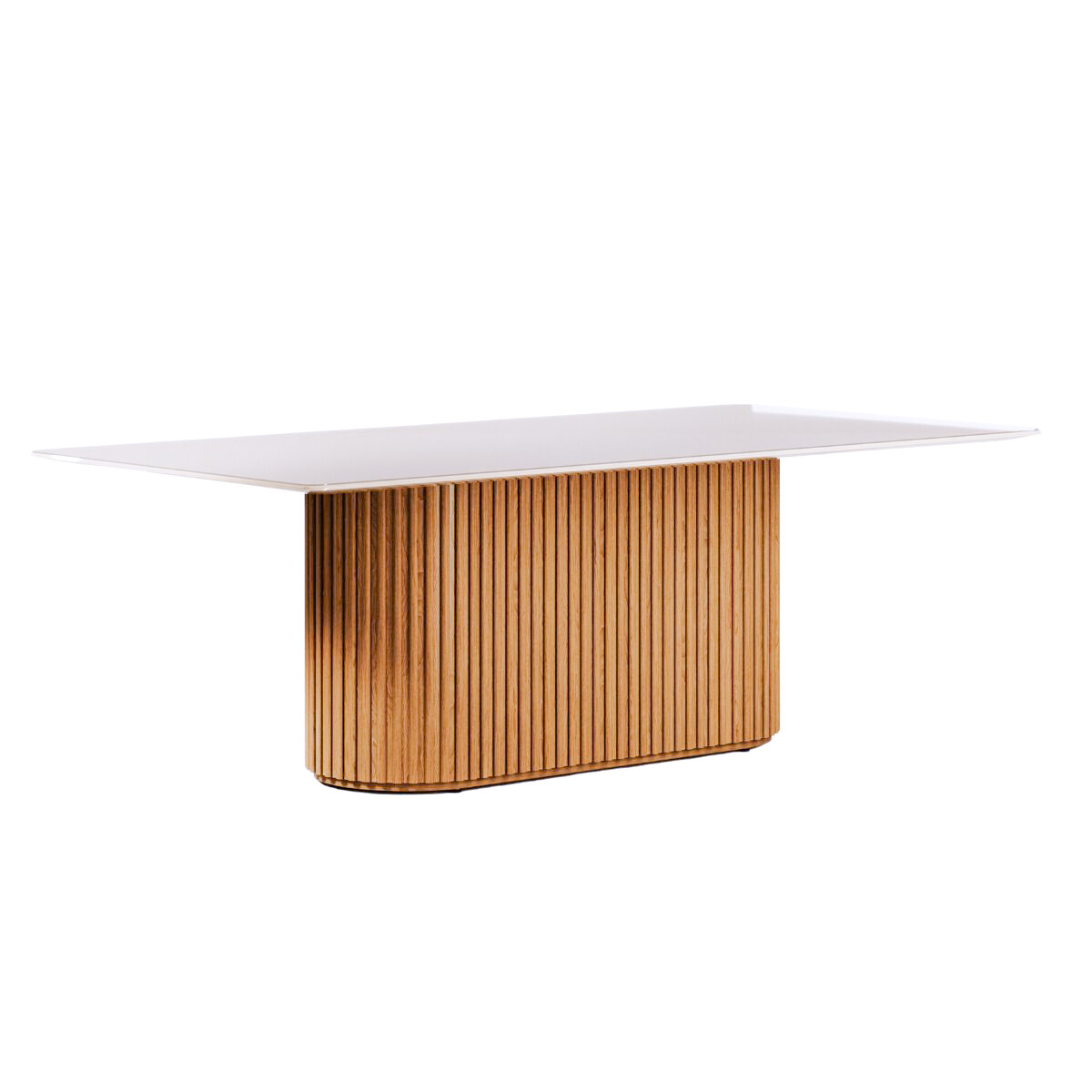 Mesa de comedor Living - Con vidrio - 220 - Off White y Canela 