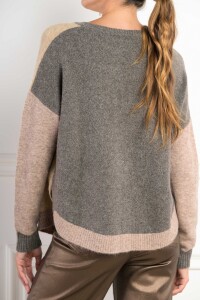 Sweater Color Block Gris Melange