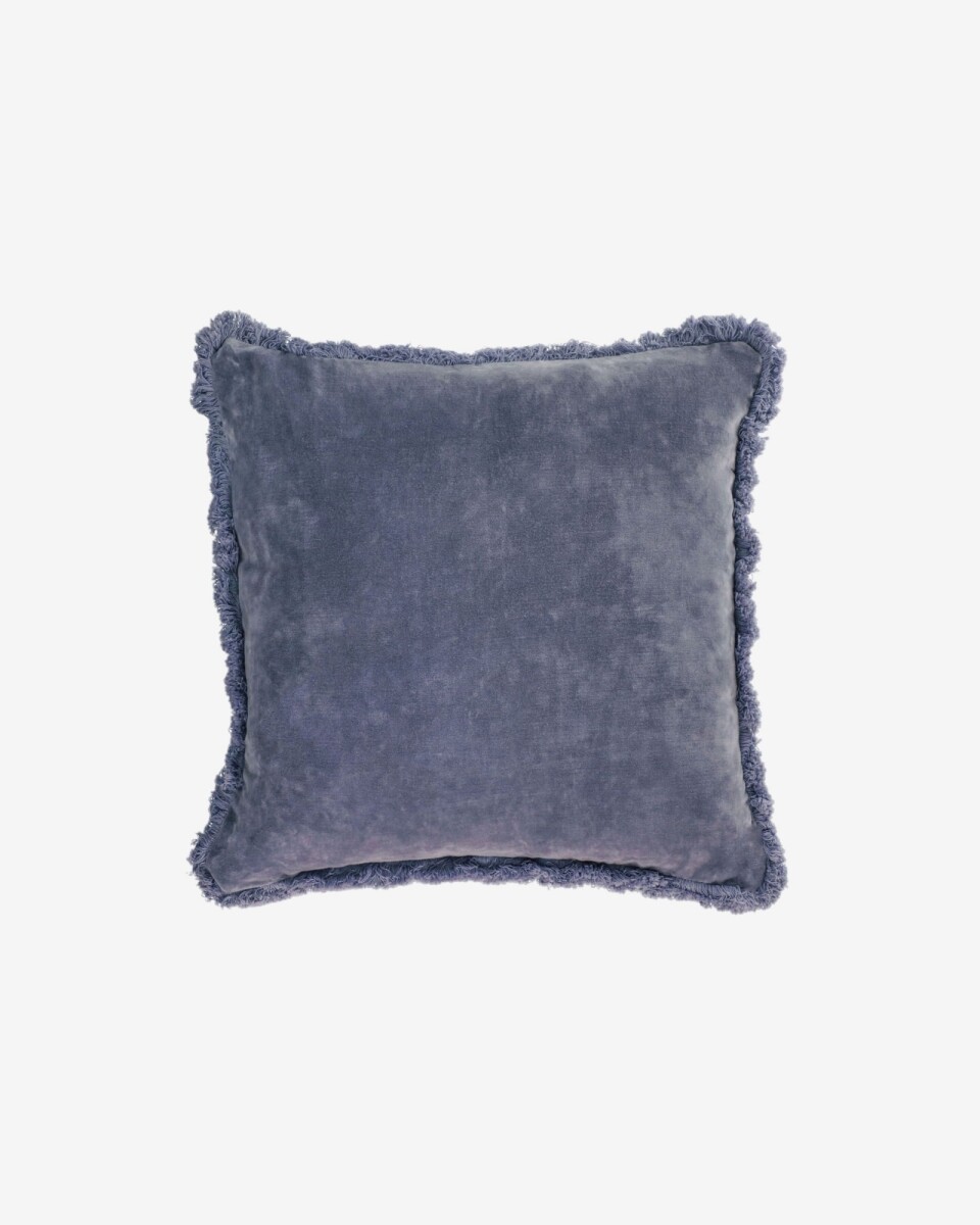 Almohadón Cedella - Cedella 100 % algodón terciopelo y flecos azul 45 x 45 cm 