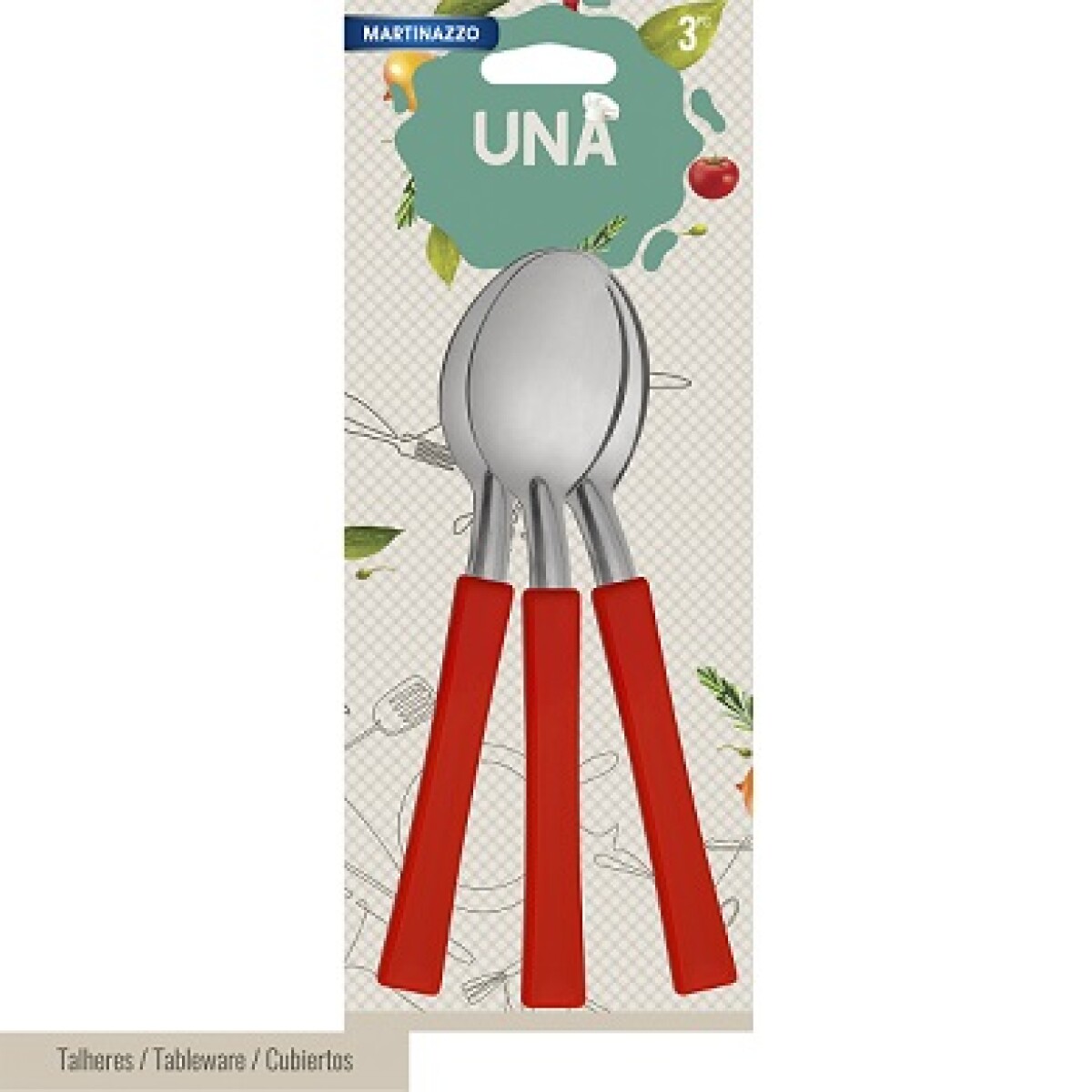 UNA Set 3 Cucharas M.Plastico Rojo 83320/8 