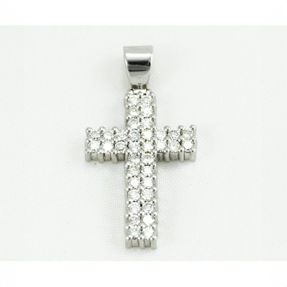 Cruz Oro Blanco 18 K Y Brillantes Cruz Oro Blanco 18 K Y Brillantes