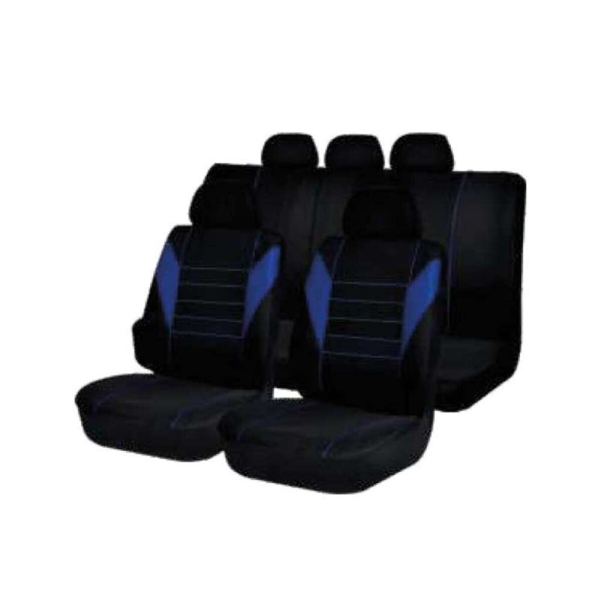 Cubreasientos - Negro Con Franjas Laterales Azul 