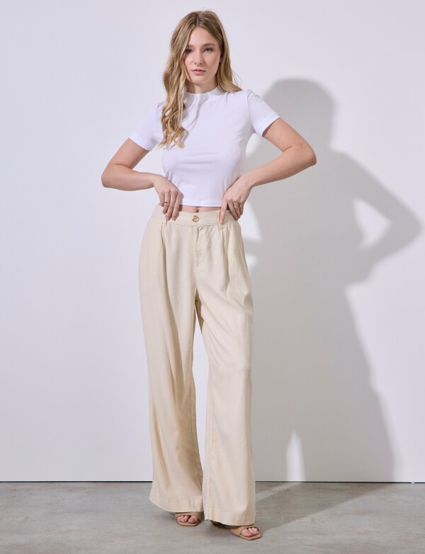 Pantalon Lino Wide BEIGE