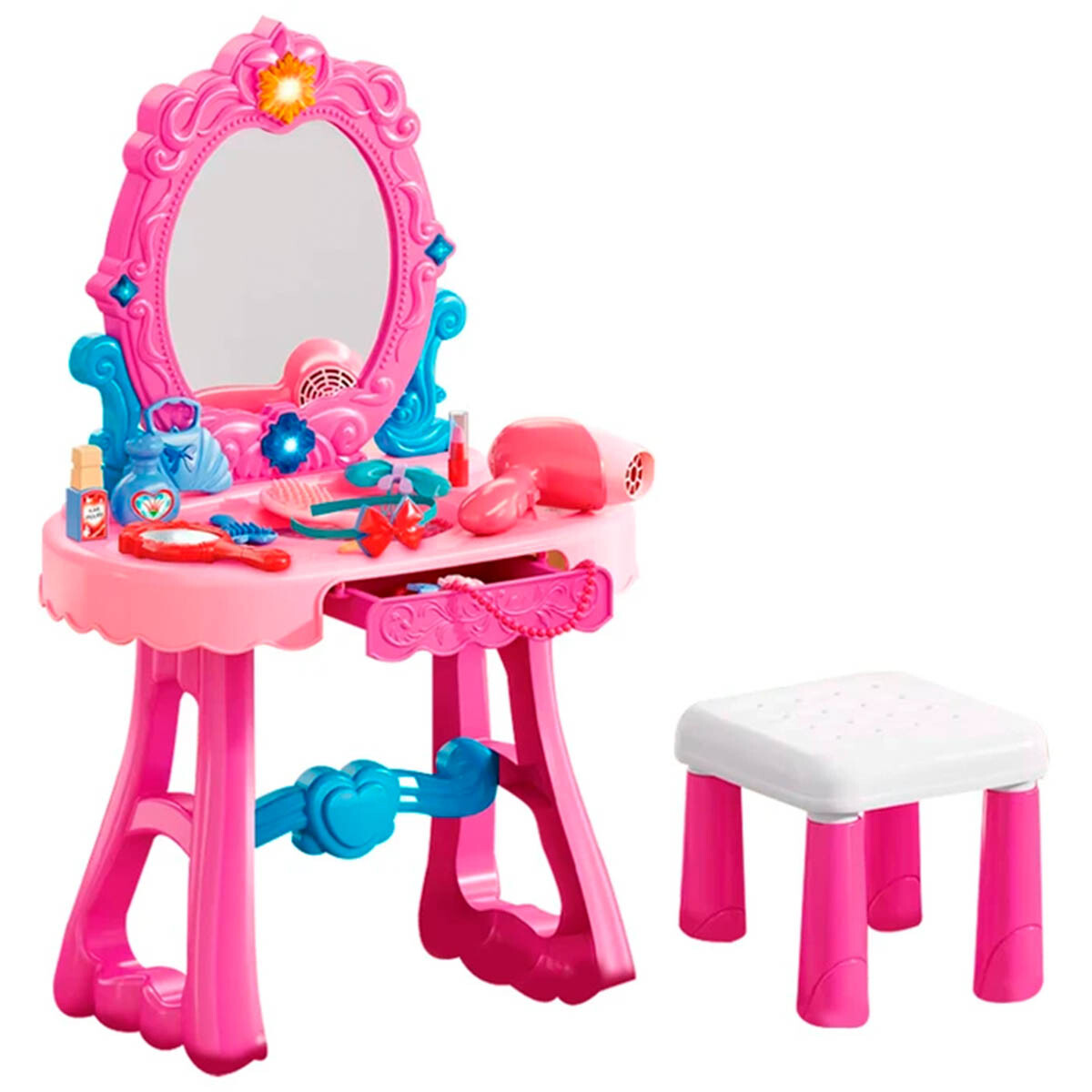 Set Tocador Infantil Maquillaje Y Peluquería C/banco - Jug027024 