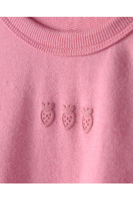Buzo de algodón, rosado, con bordado de frutillas Sin color