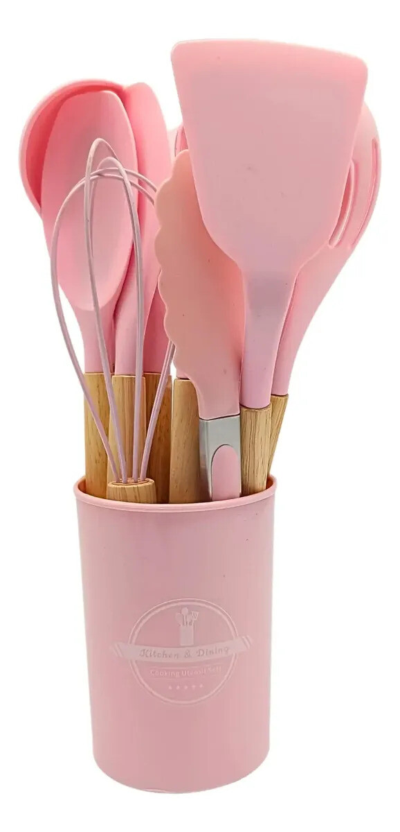 Set De Menage, 11 Utensillos De Cocina Con Soporte - ROSA 