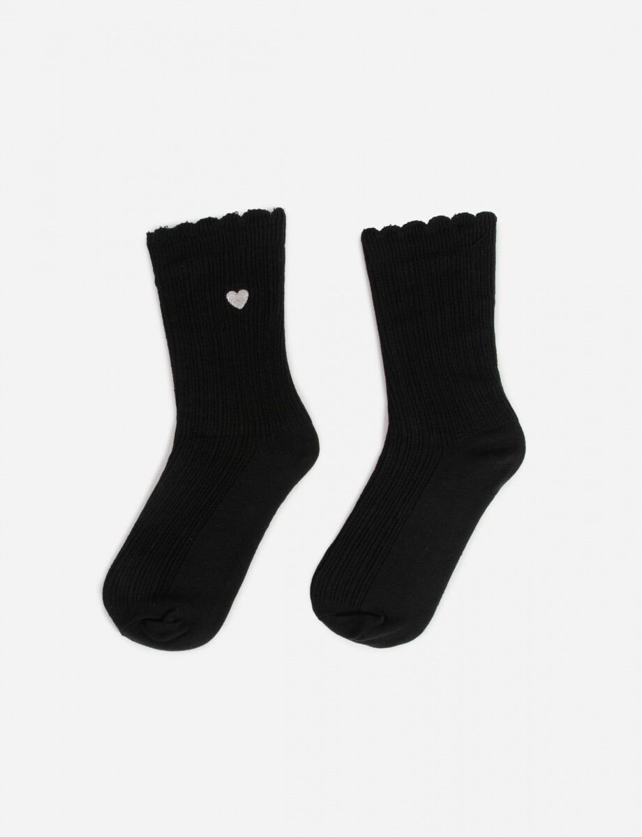 Medias cora bordado - negro 